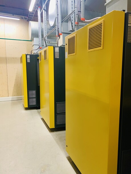 Tre Kaeser-kompressorer sørger for den nødvendige trykluft.