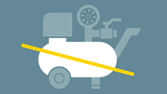 i.Comp 3 har ikke brug for en trykluftbeholder.