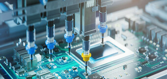 Trykluftkompressor i brug i elektronikproduktion – KAESER KOMPRESSORER leverer den mest moderne teknologi til præcise produktionsprocesser.