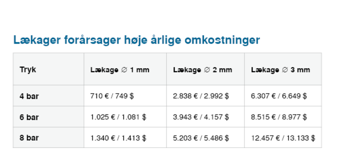 Lækager kan koste op til 12.457 € om året.